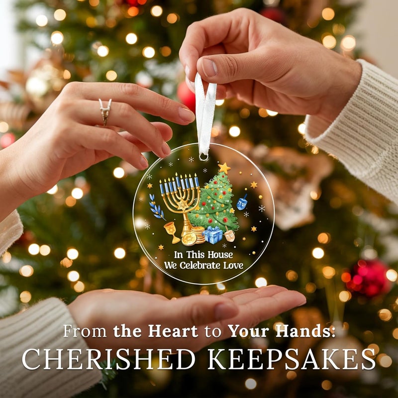 HEXMOZ Hanukkah Gifts - Hanukkah Ornaments for Tree, Jewish Ornaments, Chanukkah Christmas Ornament - Jewish for Women, Men, Adults - Acrylic 2025 Ornament Decoration for Home - Image 5